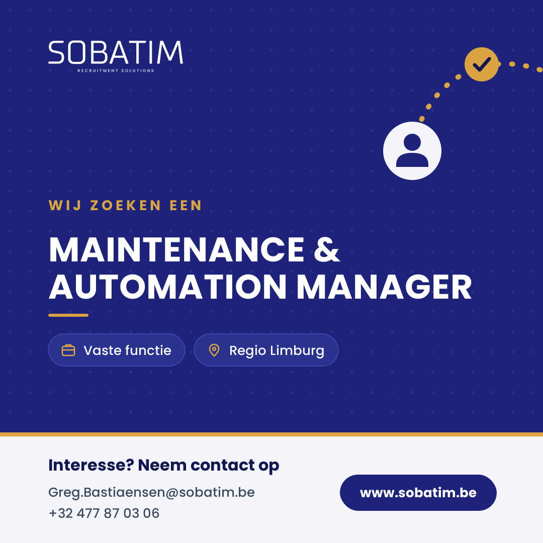 Vacature Maintenance & Automation Manager